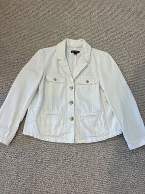 J. Crew White Button-Front Notch Collar Blazer
